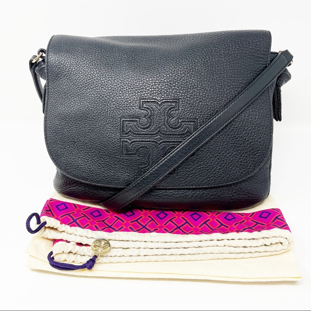 Tory Burch Harper Messenger Bag Crossbody Flap Blac… Gem